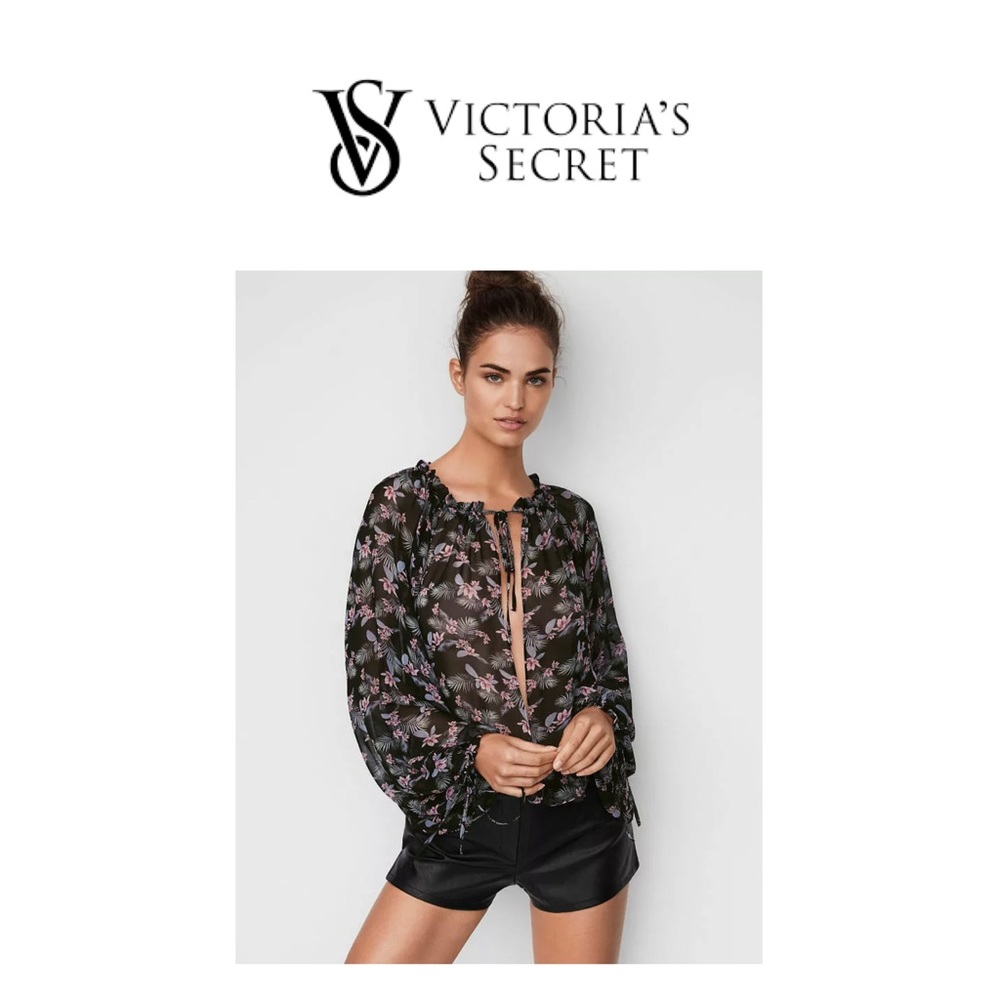 NEW! Victoria Secret Chiffon Sexy Floral Bodysuit